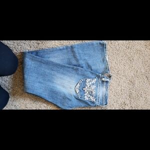 Grace Women's Blue Boot Cut Jeans with Lace Accent